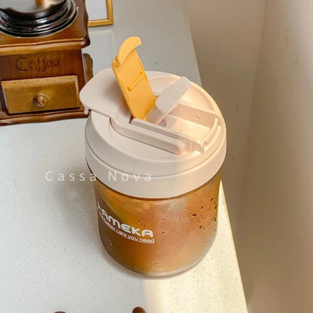Bobby Bear BOBIIBEAR simple portable large-capacity straw cup girls high-value water cup high-temperature-resistant coffee office men's new double-drinking cup small plastic household cup small waist double-drinking coffee white 500ml + cup brush + straw brush