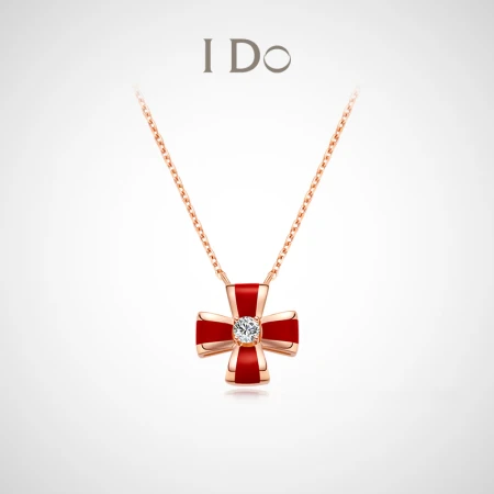 [Spot] I Do four-leaf clover series 18K gold diamond necklace female diamond pendant clavicle chain ido birthday gift for girlfriend [spot]/18k gold/4 points