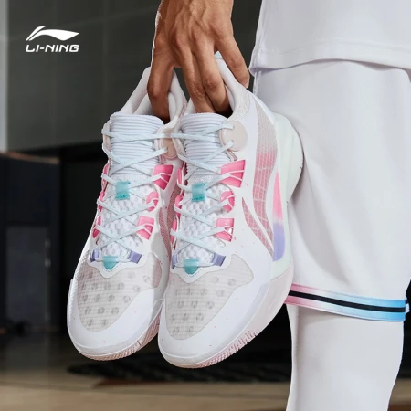 [Sonic 10 Team] Li Ning basketball shoes men's 2022 new rebound basketball court shoes sports shoes official website ABPS015 standard white/fluorescent pink-2 42