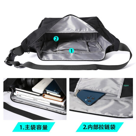 Mo Yi men's messenger bag Japanese ins trend shoulder bag personality casual backpack tide brand student large-capacity shoulder bag black