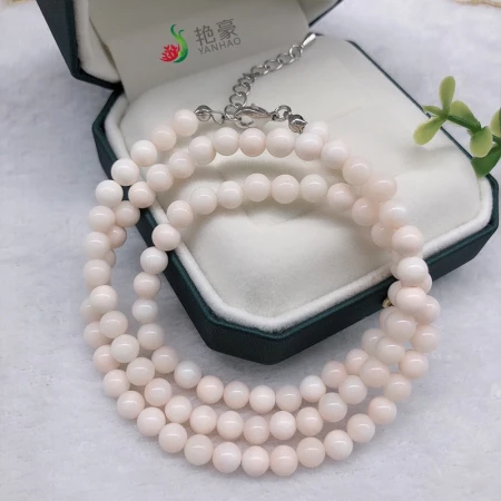 Yanhao Taiwan White Pink Coral Bracelet Necklace Dual-purpose Chain Natural Sardine Red Coral Wrapping 3 Rings Bracelet No Dying No Optimization Good Quality March Birthstone Coral Jewelry Free Certificate Natural Taiwan White Pink Coral Dual-purpose Chain 5.5-6mm Type 1