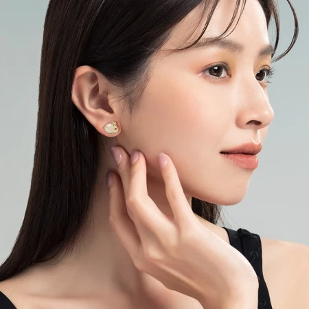 GLTEN Hetian Jade Rabbit Silver Earrings Female Earrings Girls Confession Valentine's Day Birthday Gift for Girlfriend Wife Ear Jewelry [Hetian Jade] Fulu Jade Rabbit Earrings + Certificate
