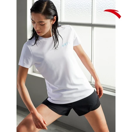 Anta sports suit women's two-piece short-sleeved T-shirt women's 2022 summer new casual sports loose breathable fitness running suit tops women's official flagship pure white anti-light suit 2XL/180