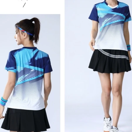 2022 new table tennis badminton clothes couple tops breathable mesh quick-drying tennis game training clothes custom team name 1850 blue women's top XS