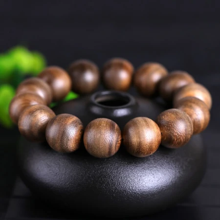 Cardamom Time Agarwood Bracelet Brunei Old Material Buddha Beads Old Material Floral Bead Bracelet Rosary Jewelry Men's and Women's Wooden Bracelet Handle 16mm Net Weight More than 14g
