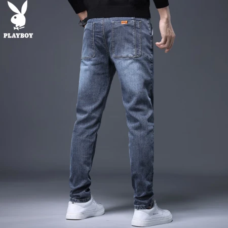Playboy PLAYBOY jeans men's trend spring and summer casual pants men's loose business straight all-match trousers blue gray 32