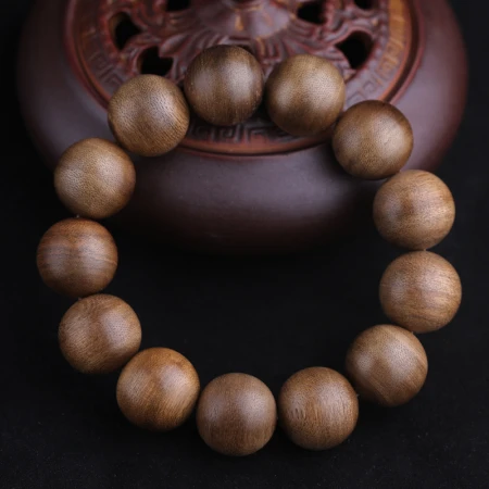 Cardamom Time Agarwood Bracelet Brunei Old Material Buddha Beads Old Material Floral Beads Bracelet Rosary Jewelry Men's and Women's Wooden Bracelet Handle 18mm Net Weight Over 17g