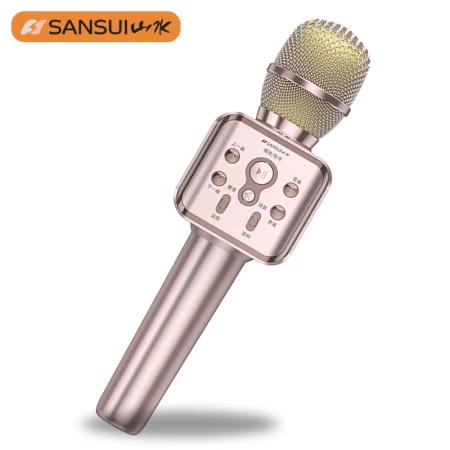 Shanshui SANSUIF3 mobile phone microphone national karaoke wireless bluetooth microphone palm KTV anchor sound card capacitor wheat speaker audio one set karaoke champagne gold