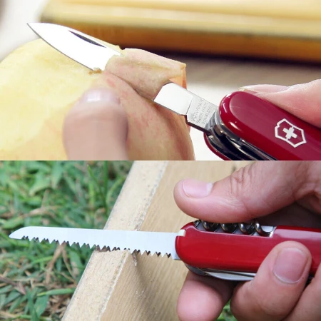Victorinox Swiss Army Knife Camper 91mm13 Function Multifunctional Knife Folding Knife Outdoor Portable Sergeant Knife Tool Knife Band Saw Red Wine Screwdriver Red 1.3613