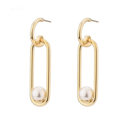 Breeze Condolence Earrings Women Korean New Trendy Temperament Internet Celebrity Birthday Gift Pearl Earrings Round Face Slender Silver Needle Earrings Gold Earrings