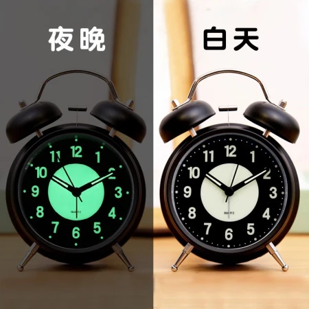 Jam alarm jubilee rahasia siswa jam alarm anak-anak artefak bangun khusus dengan jam desktop nada dering besar bercahaya menonton bel mekanis jam alarm bercahaya [hitam 4 inci]