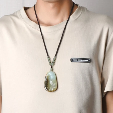 [Christmas gift] You can ask for jade [Jade Orphan] Hetian Jade Guanyin Pendant Men's Belt Candy-colored Landscape Guanyin Jade Guanyin Bodhisattva Jade Pendant Jade Jade Jade Jade [One Pursuit of Living Beings] M3563x