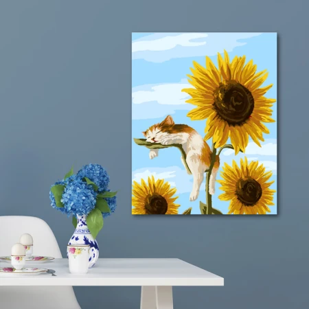 Cuttlefish DIY digital oil painting 3476 cat sunflower 40*50cm coloring painting porch hand-painted oil painting decorative painting
