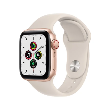 Apple Watch SE 2021 Smart Watch GPS+ Cellular 40mm Gold Aluminum Metal Case Starlight Color Sports Strap MKQX3CH/A