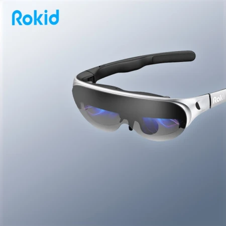 ROKID Air Ruoqi smart glasses AR glasses mobile computer screen projection glasses non-VR all-in-one game 3D large-screen display virtual space silver + HDMI + wireless converter [support all devices]