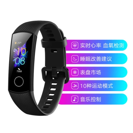 Honor Band 5 Meteorite Black Smart Sports Symphony Screen Touch Dial Market Sleep, Blood Oxygen Detection Real-time Heart Rate 50m Waterproof + Swimming Stroke Recognition Mobile Payment
