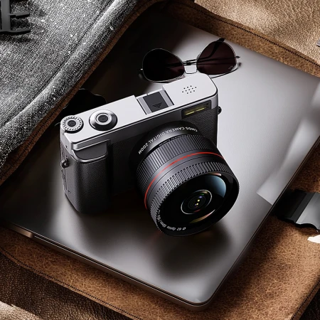 Caizu CAIZU student entry-level micro-single camera can beautify the face and take high-definition selfies 48 million pixel retro digital camera travel can record VLOG camera silver standard + wide-angle lens + flash [flip selfie screen + enjoy 8 special gifts] 64G memory card