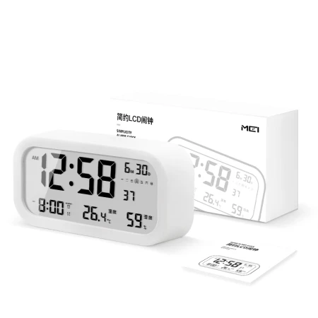Kode jam alarm siswa suhu dan kelembaban meter indoor elektronik fotosensitif LCD anak-anak bercahaya LCD jam samping tempat tidur sederhana hitam