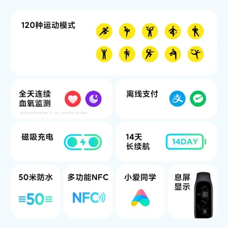 Mi Band 7 NFC Optional Sleep Blood Oxygen Heart Rate Monitoring Smart Sports Bracelet for Women and Men Pedometer Xiaomi Mi Band 7 NFC Version Yeyue Black