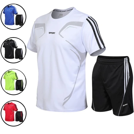 Sports suit men's new fashion all-match casual suit men's fitness quick-drying underwear male student basketball uniform thin section breathable running sportswear outdoor two-piece suit sportswear large size men's clothing black 3XL
