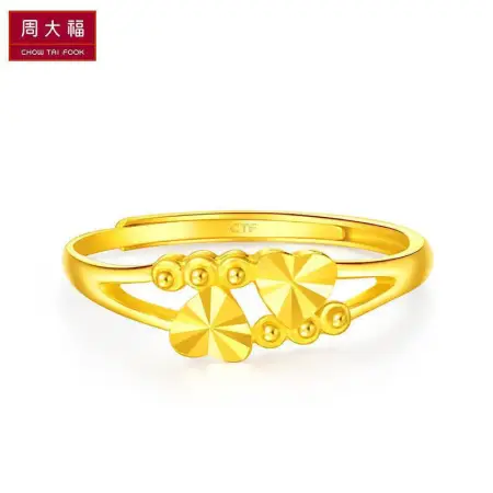 Chow Tai Fook heart-to-heart pure gold gold ring labor cost 120 about 1.85g EOF46