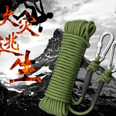 Nine-headed bird climbing rope clothesline artifact drying clothes quilt safety rope steel wire rescue life-saving rope fire escape downhill rope camping outdoor rock climbing 30 meters with double hook 8mm
