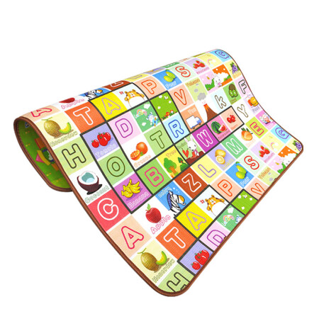 Double-sided environmental protection baby crawling mat blanket baby crawling mat thickened 2cm toddler game mat carpet foam pad Fruit English + ocean world thickened 2cm [contact customer service for other patterns] large 200cm*180cm