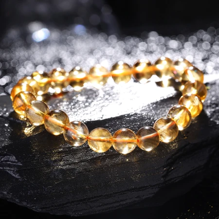 Shiyue Jewelry 8-9mm Citrine Bracelet Bracelet Crystal Agate Men and Women Models Yellow 8-9mm