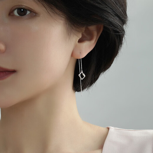 Ming brand jewelry platinum earrings Pt950 simple single ear wire gift for women BFH0064 single platinum earrings about 0.84 grams