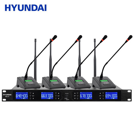 HYUNDAI现代专业会议室音响设备套装蓝牙功放培训教室舞蹈室家庭KTV背景音乐系统壁挂音箱 【两音响/四鹅颈】会议音响套装（50-120平）