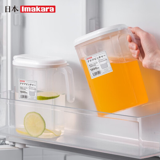 Imakara refrigerator cold kettle cold kettle plastic high temperature resistant tea kettle large capacity tea kettle drying water large kettle tie pot household transparent cold kettle 1 piece 1800ml