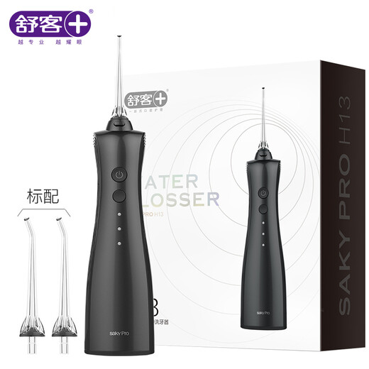 Saky Dental Irrigator/Water Flosser/Tooth Scrubber/Teeth Scaler Non-Electric Toothbrush Portable Design H1312 (Polar Black)
