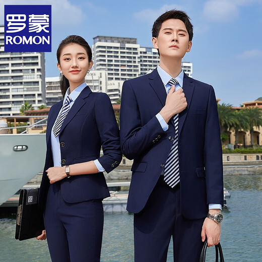 ROMON professional suit suit for men and women, business formal dress, groomsmen suit, bank 4S store interview work clothes, male, sapphire blue suit + pants XL