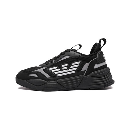 Armani (ARMANI)EA7 Men's Mesh Lace Thick Sole Casual Sneaker Gift Men X8X070 XK165 M826 Black Silver Eagle Logo 43.5 Brand Original Code 43 1/3