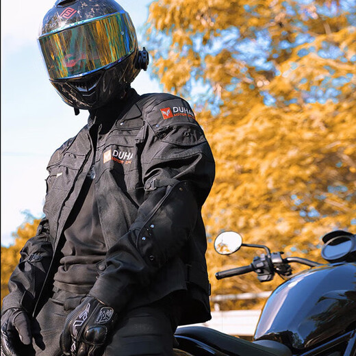 
DuHAN (DUHAN) motorcycle riding suit men's four-season anti-fall motorcycle suit off-road racing suit knight's pants black suit (top + pants) 2XL