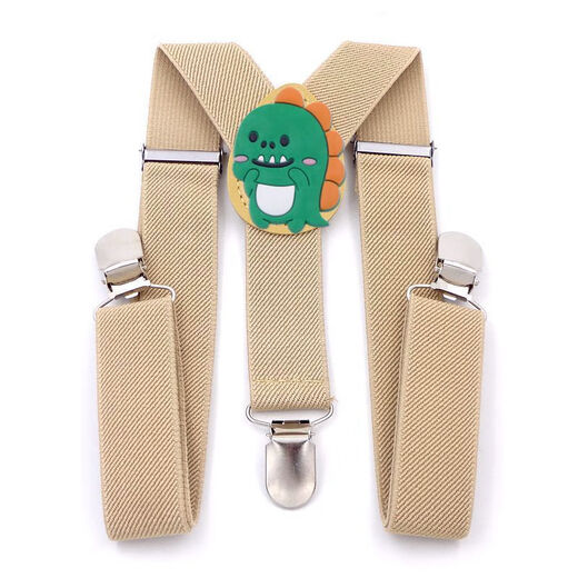 CLCEY children's trousers suspender clip boy toddler suspender clip trouser belt baby non-slip suspender belt fixed clip girls fashion beige yellow bear