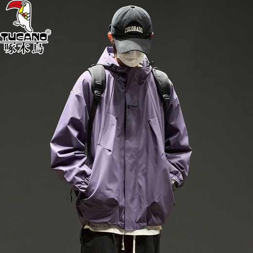 Woodpecker Jacke Herren American Mountaineering Outdoor Frühlings- und Herbstjacke Herren Winter wind- und wasserdicht Trendige hübsche Jacke verdickt schwarz L (empfohlen 125-140 Jin Jin entspricht 0,5 kg)