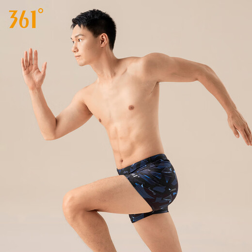 361°男士游泳裤平角专业运动泳裤男成人大码宽松游泳装备泡温泉 4251黑蓝 XL (建议体重:65kg-75kg)