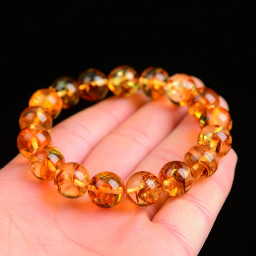 Dazzling Summer Natural Amber Bracelet with Certificate Flower Amber Bracelet Loose Beads Round Beads for Men and Women Selected Quality Diameter 12mm Single Circle Bracelet with Certificate