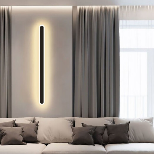 Yaotian one-word wall lamp, bedroom lamp, bedside lamp, LED strip lamp, living room background wall, study corridor lamp, aisle stair lamp, gold-100cm, three-color dimming (white light + warm light + neutral light)