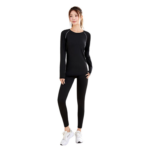 Fan Dimu Sports Sport Spring Femenina High Elastic Compression Lingerable Lencería Base de manga larga Traje de ejercicio Fitness Equipo de entrenamiento al aire libre XL