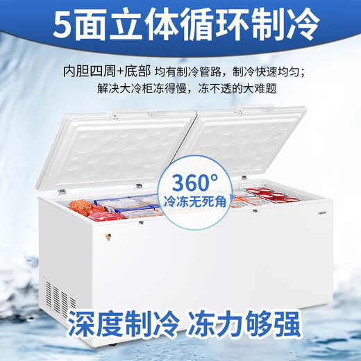 
Haier freezer commercial large capacity of 500 liters or more commercial horizontal freezer double-open door fully frozen minus 38 degrees deep-cold speed freezer seafood cabinet electric freezer -38 degrees/freezable 1160 Jin [Jin equals 0.5 kg]/829GHEP 829L
