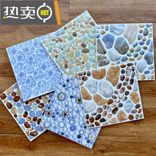 XMSJ庭院鹅卵石瓷砖 洗手间卫生间地砖浴室厕所防滑耐磨瓷砖阳台花园 F6198凹凸防滑抛晶砖