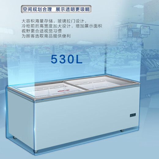 海尔（Haier）冰柜商用大容量展示柜雪糕柜超市卧式展示柜饮料柜透明玻璃推拉门冷冻冰柜 商用冷柜 上新 | 商超大展示柜 |毛容积719L