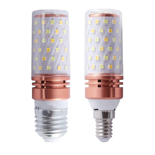 Super bright LED bulb three-color dimming e27E14 small screw socket 12W corn lamp candle bulb household energy-saving lamp 12W E14 small screw socket three-color dimming (2 sets) Other Other