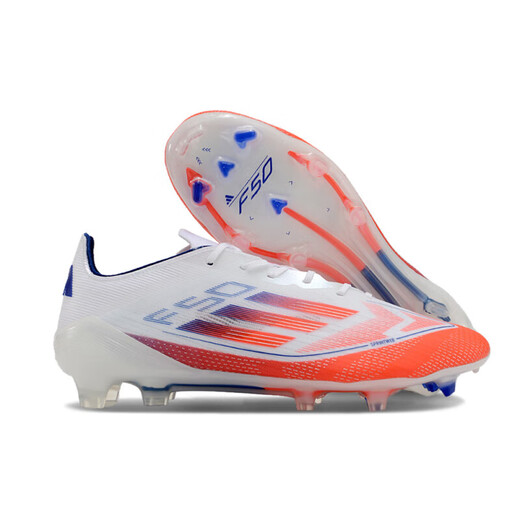 F50+ football shoes ultra-light FG long nails broken nails TF without laces speed Falcon Messi children adults men and women white orange FG with shoelaces 42