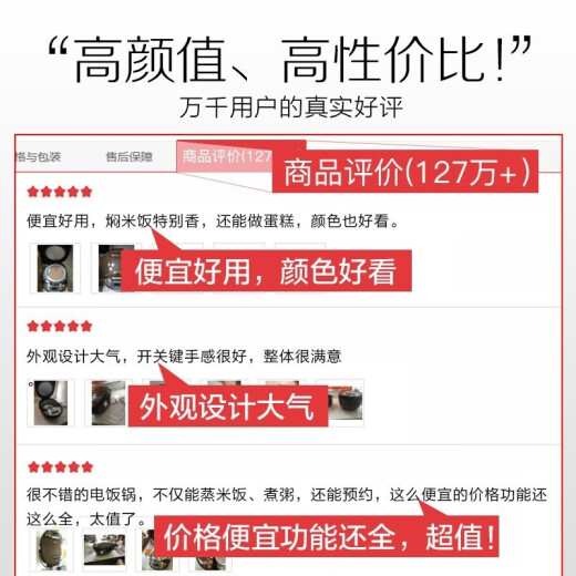 苏泊尔（SUPOR）电饭煲家用4L不粘内胆微压焖香蛋糕功能2-6人智能饭煲 CFXB40FC829D-75