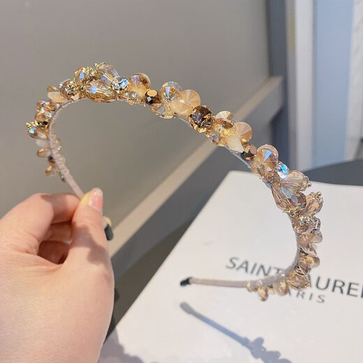 Diebar de diario de cristal Kamalen Diadema hecha a mano Cabello prensado Cabello de hada para la cabeza de cabeza de cabello Mujeres de alta gama 2025 Accesorios para el cabello Regalo de cumpleaños para mujeres con dientes blancos con dientes