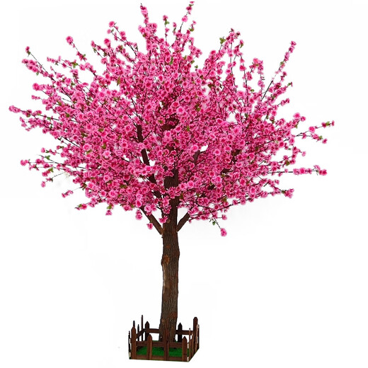Flower e flow simulated peach blossom tree cherry blossom tree simulated plant fake tree large living room hotel fake flower ceiling wedding window decoration (extended shape) 2 meters high and 2 meters long