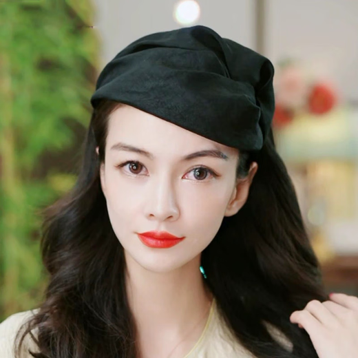 Idel cloud gauze headband retro French half hat small hat hair hoop fine hair clip black dinner hair accessories for women to cover white hair cloud gauze headband F2153